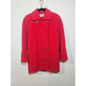 Mackintosh Bright Red 100% Wool Double Breasted Peacoat Coat Womens Size 8